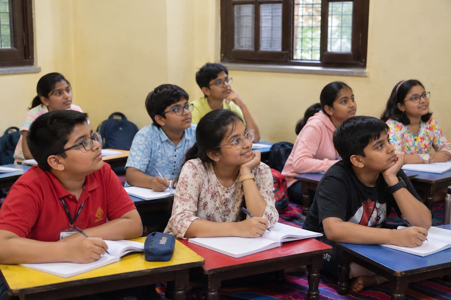Students listening attentively during a lesson