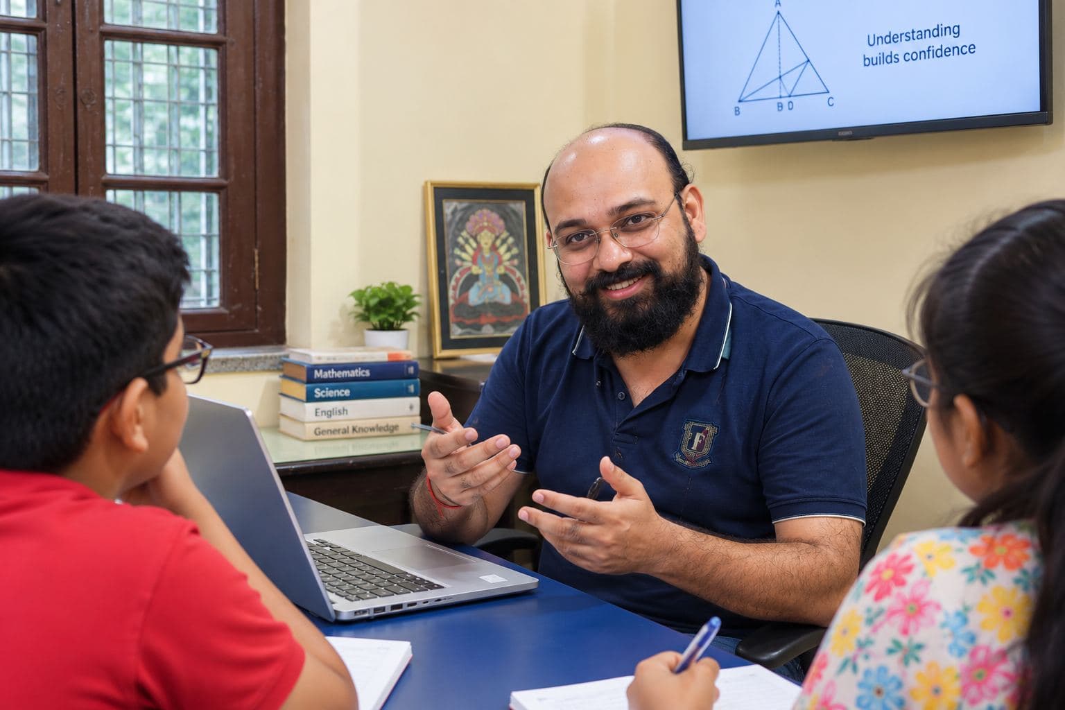 A teacher explaining a concept to the class