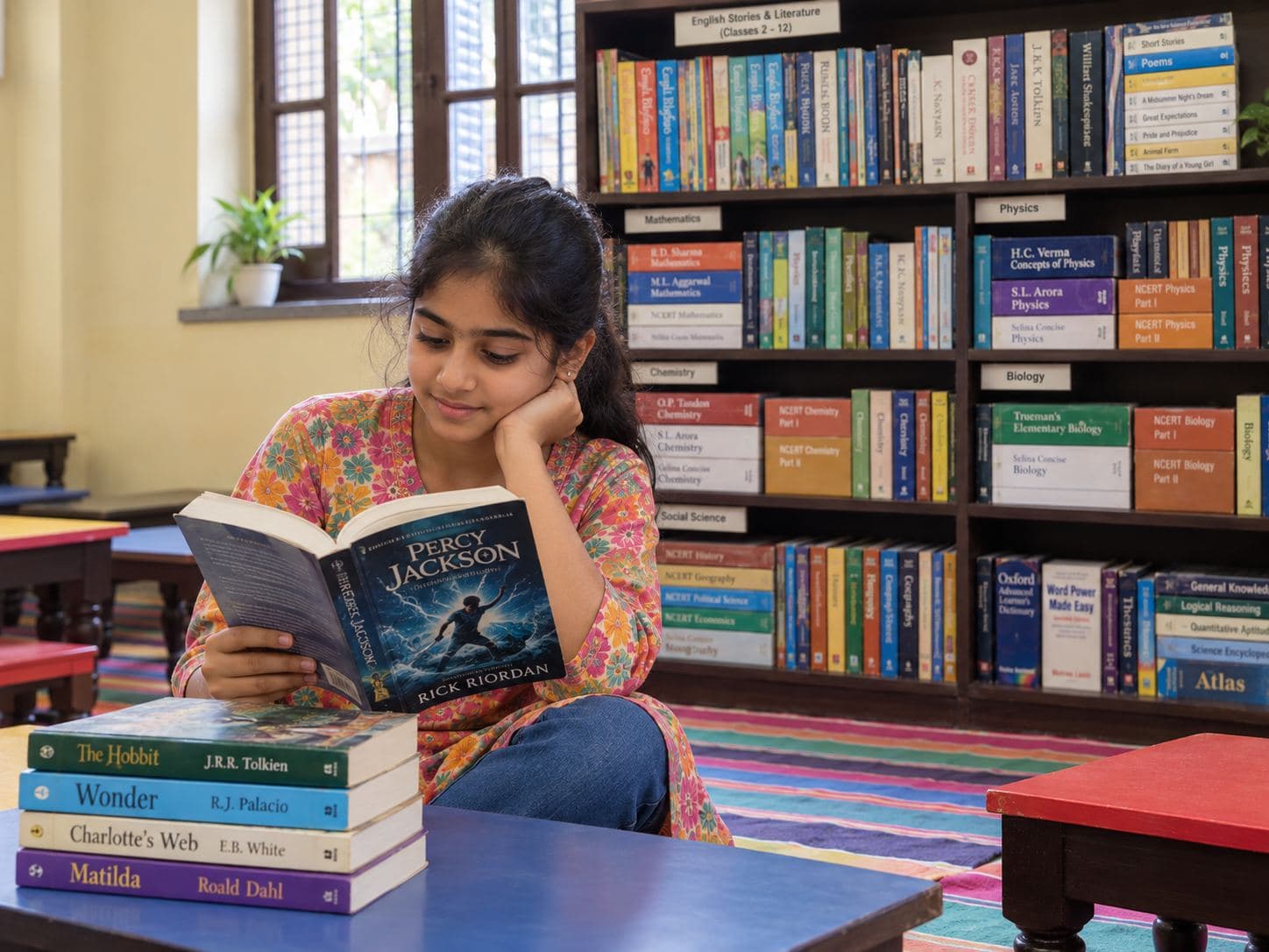 A student reading naturally