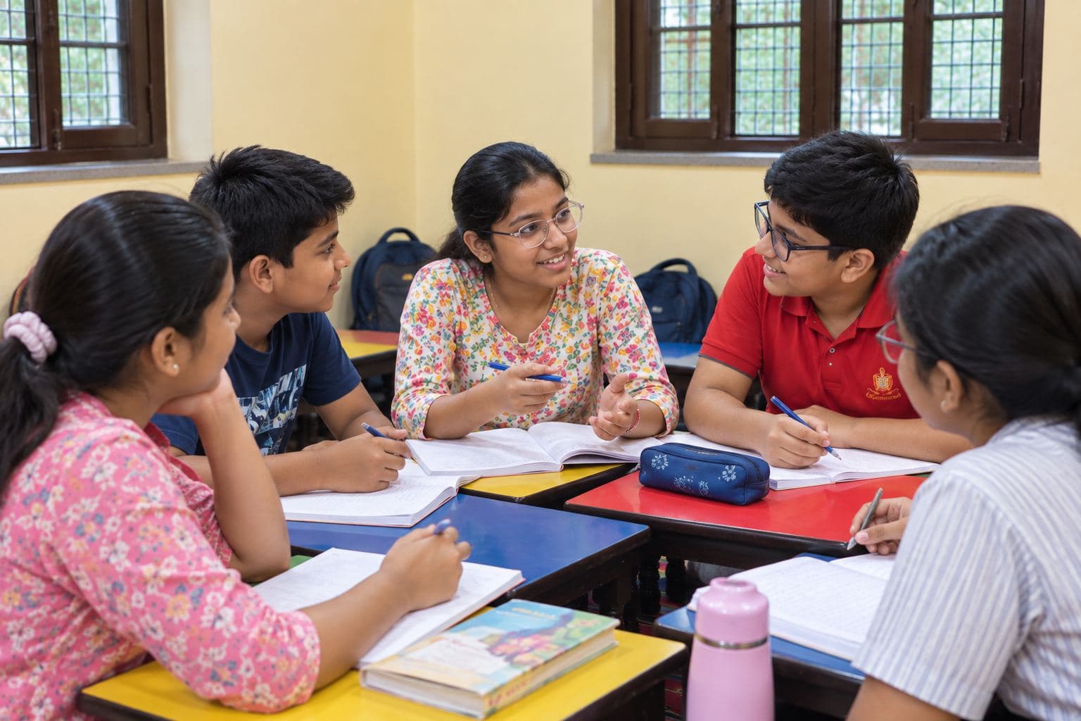Students engaged in a classroom discussion