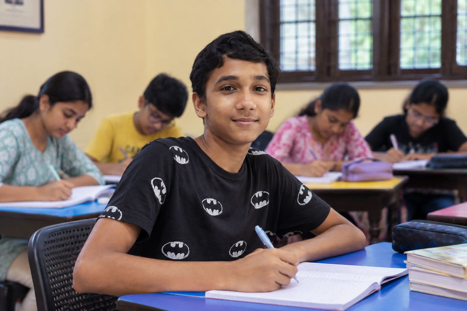 A student smiling with confidence