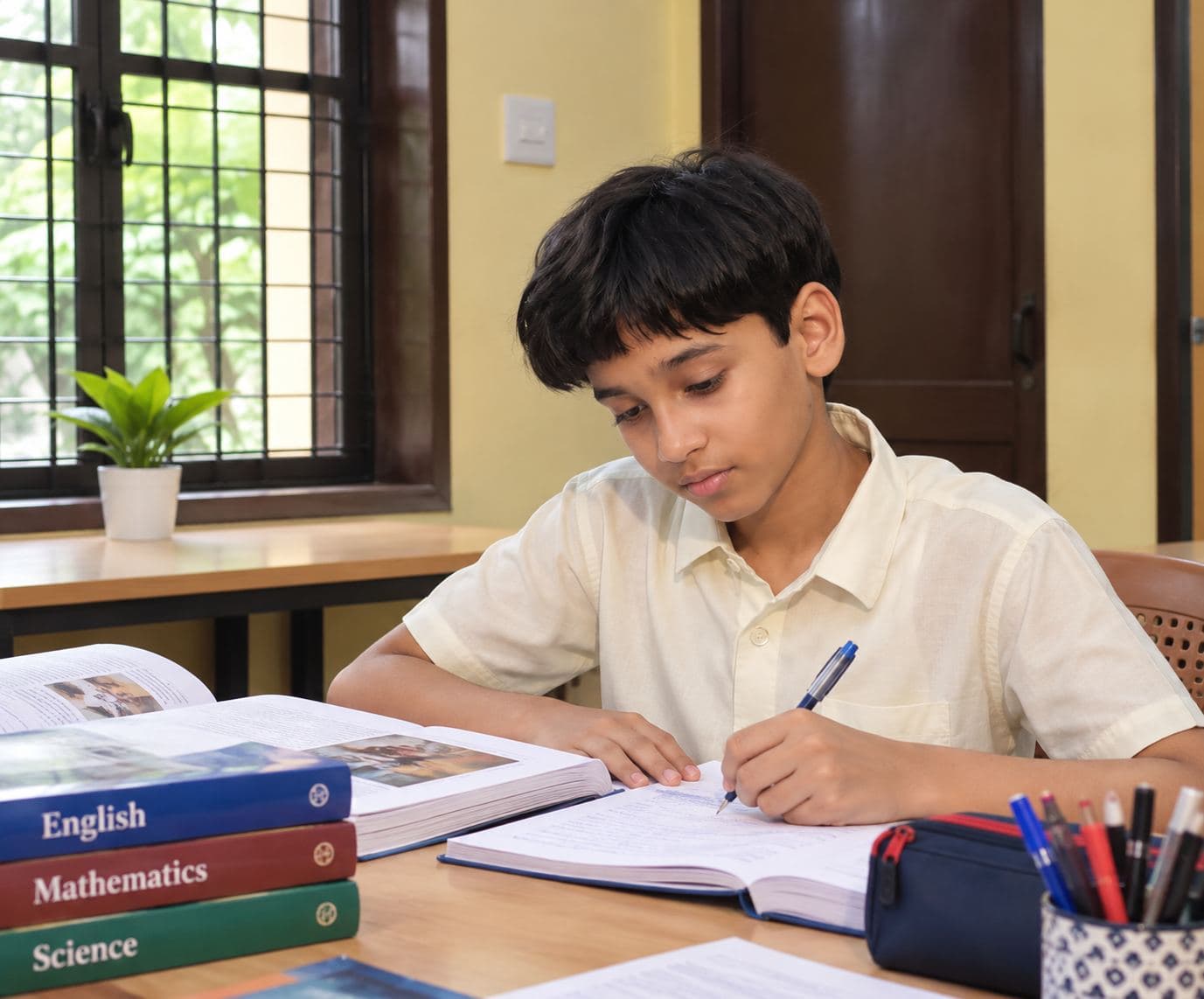A student engaged in independent study